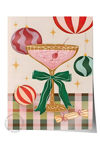 Postifull Frameless New Year Poster, New Year Decoration, Comfort Series, Festive Cocktail Poster, No:108676