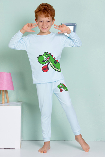 elmas kids Set de pijamale 100% bumbac cu model de dinozaur pentru băieți și bebeluși