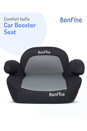 Bonfino Comfort Isofix Car Booster Seat with Back Rest, 6 to 12 Years, 42 x 33 x 23 cm - Grey