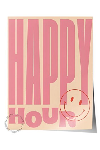 Postifull Frameless Poster, Hd Quality Wall Poster, Comfort Series, Happy Hour Pink Poster, No:108726