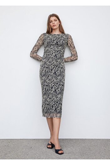 MANGO Woman Animal Pattern Midi Dress