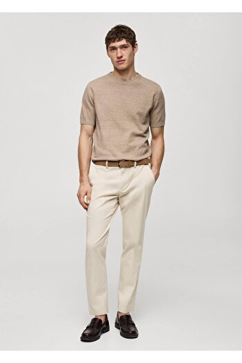 MANGO Man Tapered Cut Cotton Cropped Trousers