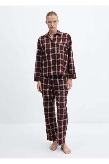 MANGO Woman Plaid Patterned Flannel Pajama Shirt
