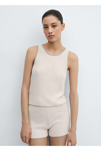 MANGO Woman Ribbed Pajamas Top