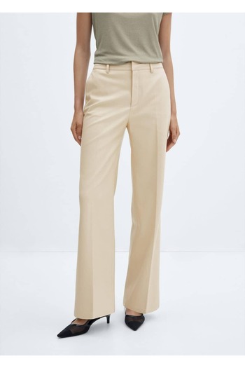 MANGO Woman Leather Look Wideleg Trousers