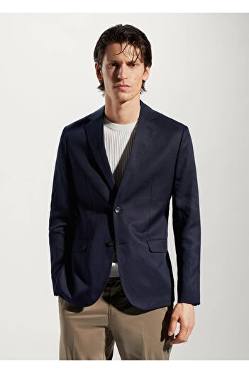 MANGO Man Slim-Fit Linen Blazer Jacket