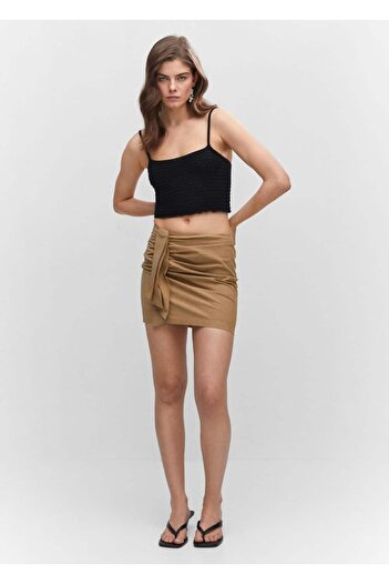MANGO Woman Gathered detailed skirt