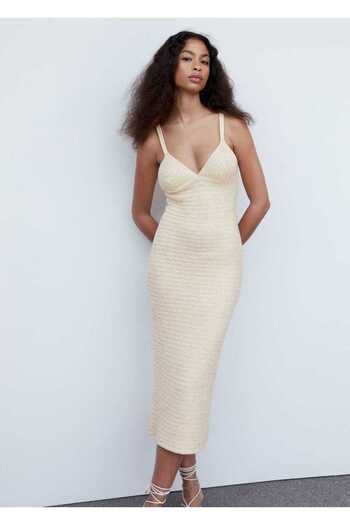 MANGO Woman Sequin Detailed Knitwear Dress