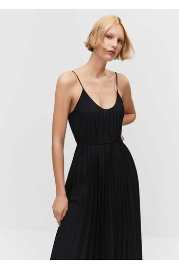 MANGO Woman Lace-up pleated dress