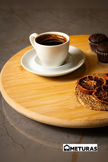 Meturas 31 cm Bamboo Dining Board - 360 °   Swivel Base, for Service and Presentation