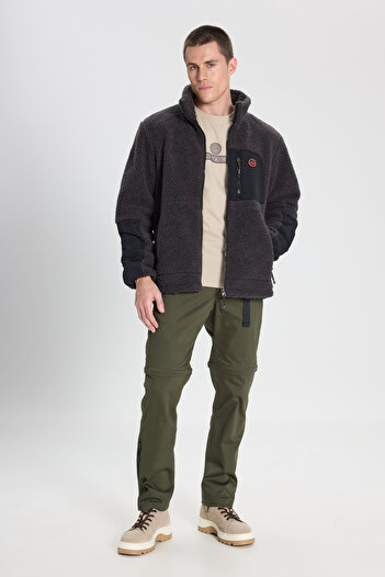 WRANGLER W 232218003   Anthracite Men's Tall Zippered Inner Wool Coated External Multi-Pocket Sperha Fleece C
