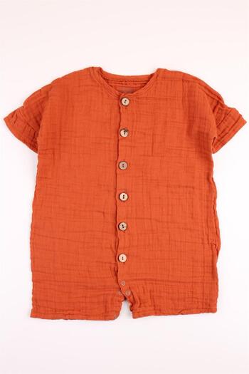 Mini Ropa Muslin Jumpsuit Organic Short Sleeve Summer Jumpsuit Tile