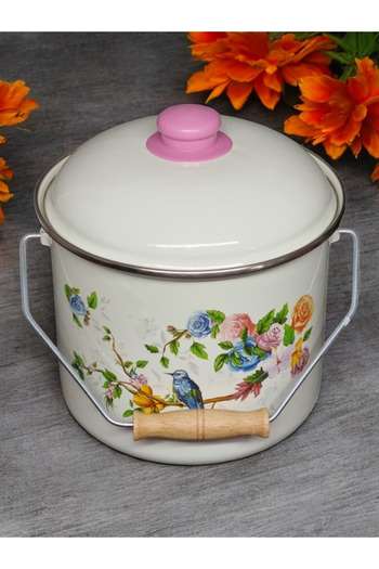 emaye market Enameled Copper Yogurt Pot Pulses Storage Pot Potato Onion Bucket 26 cm 9 Liters