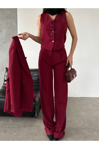 MYGİYİMİSTANBUL jacket vest palazzo pants 3-piece suit