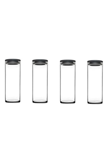Paşabahçe 43756 Model Vacuum Gray Glass Jar and Food Storage Container - Set of 4 1230 Cc Orgin