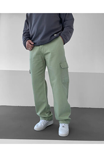 NO1 KONSEPT Baggy Jeans with Green Cargo Pockets