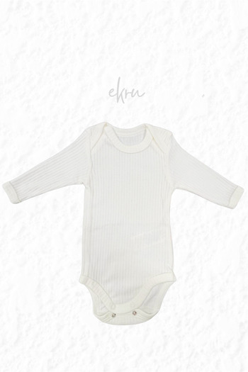 Akface Cotton Combed Cotton Snap Fastener Newborn and Baby Long-Sleeved Corded Bodysuit