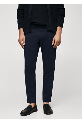 MANGO Man Tapered cut cotton cropped trousers