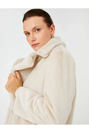 Koton Plush Coat with Pockets