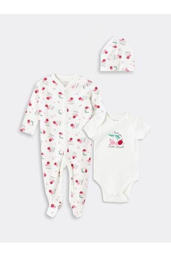 LC Waikiki Baby Ecru Baby Girl Hospital Discharge Set 3 Pieces (0-12 Months with Booties, 12 Months+ Without Booties)