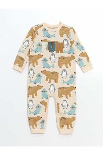 LC Waikiki Crew Neck Printed Baby Boy Jumpsuit