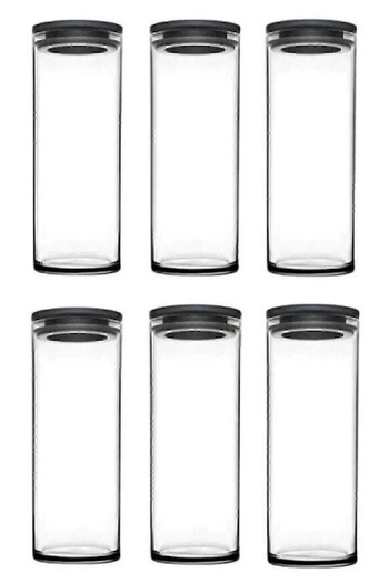 Paşabahçe 43756 Model Gray Vacuum Glass Jar - 1230 Cc, Set of 6, Food Storage Container Boxed