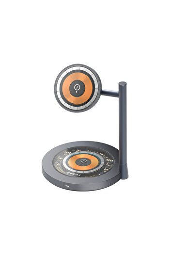 Momax Dual Magnetic Wireless Charging Stand support wireless 15W Max aluminium stand - Grey