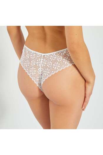 KIABI Microfibre and lace tanga briefs White