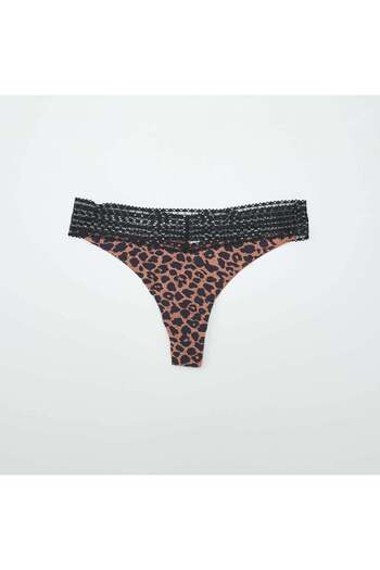 KIABI Pack of 2 tanga briefs with lace BROWN