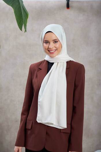 İpekhan Alesa Pattern Silky Jacquard Shawl Ecru 9003-06