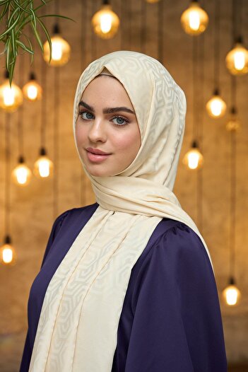 İpekhan Yellow Silky Jacquard Shawl Pale - Summer Sparkle Collection 9013-24