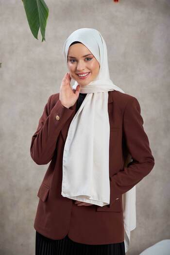 İpekhan Alesa Pattern Silky Jacquard Shawl Ecru 9003-06