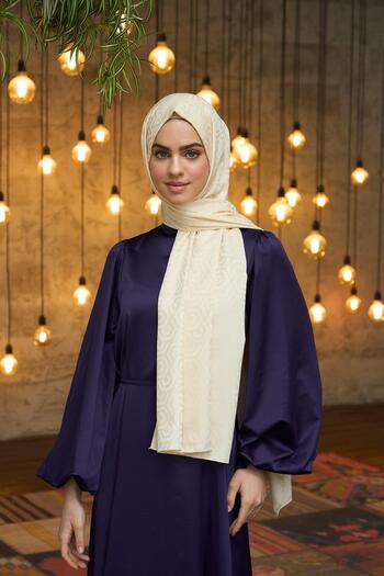İpekhan Yellow Silky Jacquard Shawl Pale - Summer Sparkle Collection 9013-24