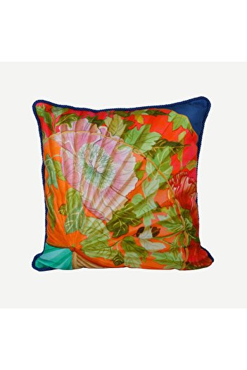 Baci Milano Ventagli Mavi Kadife Dekoratif Yastık 45X45 Cm