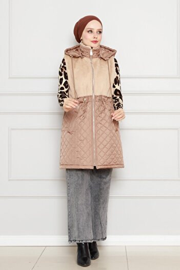 Sevitli Fur Detailed Capitone Vest-Mink