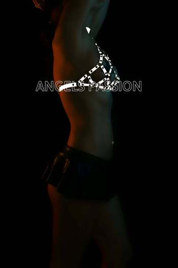 Angels Passion Reflective Overbust Harness with Mesh Detail
