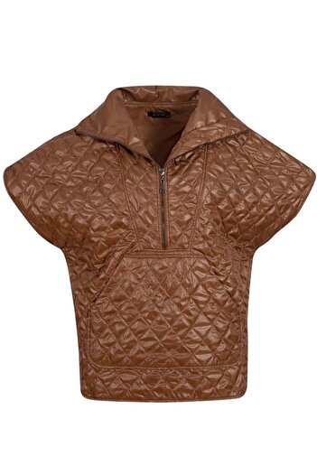 RİVUS Zippered Quilted Vest - Copper