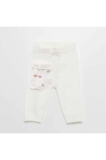 KIABI Knitted leggings + socks WHITE