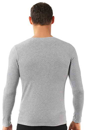 ÖZKAN underwear Özkan 0266 Men's Combed Lycra Cotton Round Neck Long Sleeve T-Shirt Undershirt