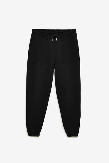 GRIMELANGE Ανδρικό μαύρο παντελόνι MERGIM Relaxed Fit 3 Thread Raster