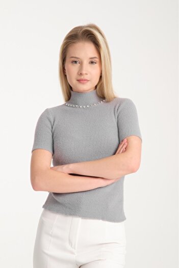 Su Moda Îmbrăcăminte pentru femei Bluză Tricoturi de Anul Nou Pulover Strasuri cu mânecă scurtă Guler vertical Pulover Angora