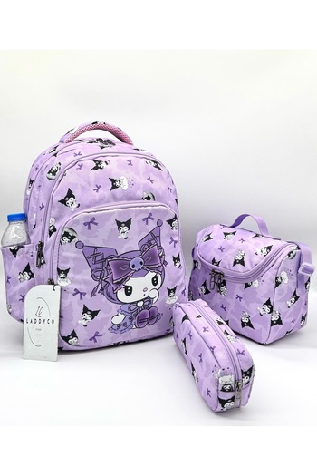Bevitton Primary School Bag Character Printed Orthopedics Set of 3 Girls Lilac Primary School Bag
