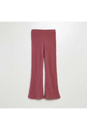 KIABI Ribbed flared/bootcut trousers PINK