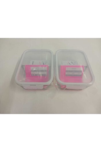 LAV Feyzade Set of 2 1120Cc - Rectangular with White Lid, Glass Lock Storage Container (Frs-297)