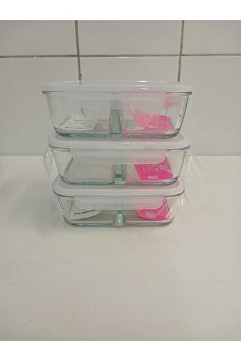 LAV Feyzade Set of 3 1120Cc - Rectangular Storage Container with White Lid (Frs-297)