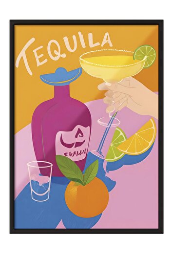 Postifull Black Framed Painting, Poster and Frame Kit, Tequila Made Me Do It Comfort Series No:108618