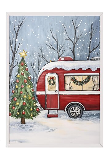 Postifull White Framed Painting, Artistic Design Wall Painting, New Year's Comfort Series No:108735