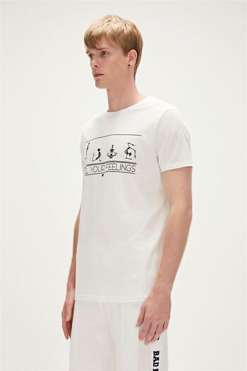 Bad Bear Feel You T-shirt Off-white White Printed Men's T-Shirt