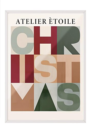Postifull White Framed Painting, New Year Poster, New Year Decoration, Graphic Christmas Comfort Series No:108649