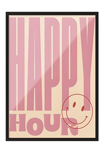 Postifull Black Framed Painting, Poster and Frame Set, Happy Hour Pink Comfort Series No:108726